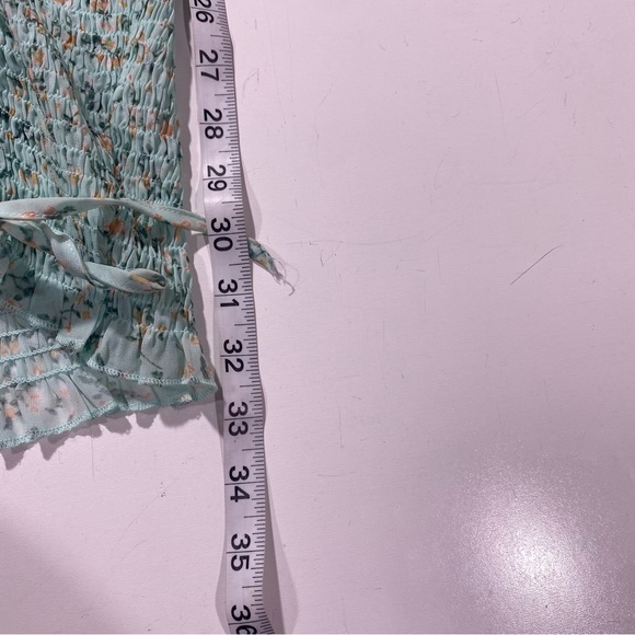 Roll’n Deep Clothing Company BlueishGreen Smocked  Ballon Sleeves Floral Dress L - Picture 12 of 13